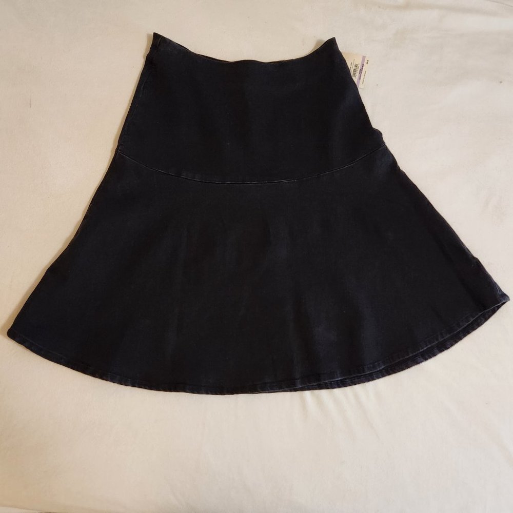 NWT Anne Klein Onyx Wash Flared A-Line Skirt Cotton Blend Stretch Fabric Size 6 - Picture 3 of 14